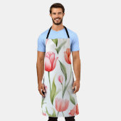 Tablier Élégantes tulipes aquarelles (Porté)