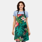 Tablier Élégants Feuilles tropicaux et fleurs d'Hibiscus | (Porté)