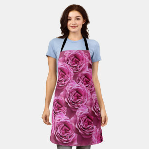 Tablier Élégants motifs de roses roses et violettes modern