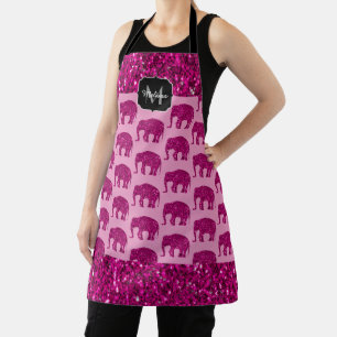 Tablier Élément de monogramme faux scintillant éléphant ro
