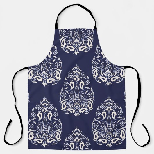 Tablier élément motif transparent damassé bleu (Recto)