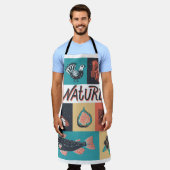 Tablier Éléments de la nature, Icônes de style rétro. (Porté)