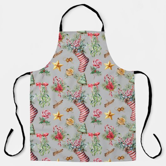 Tablier Éléments de Noël d'aquarelle (Recto)