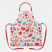 Tablier Éléments romantiques Whimsical Design en rose (Recto)