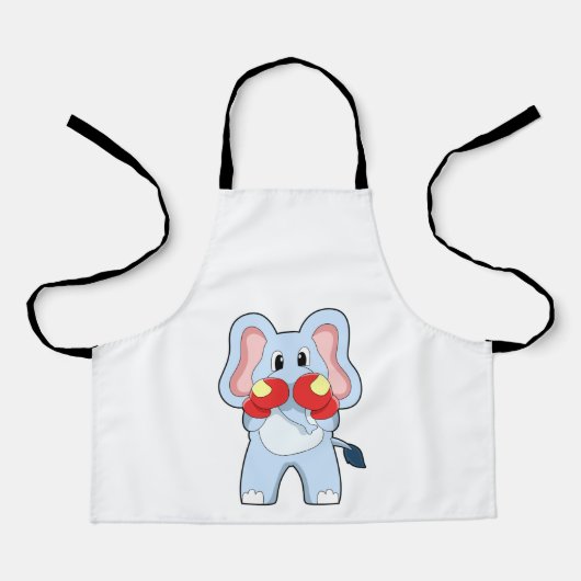 Tablier Eléphant à la boxe avec gants de boxe (Recto)
