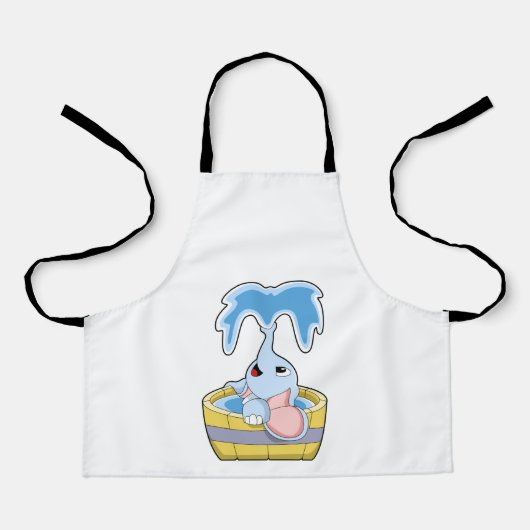 Tablier Eléphant avec baignoire remplie d'eau (Recto)