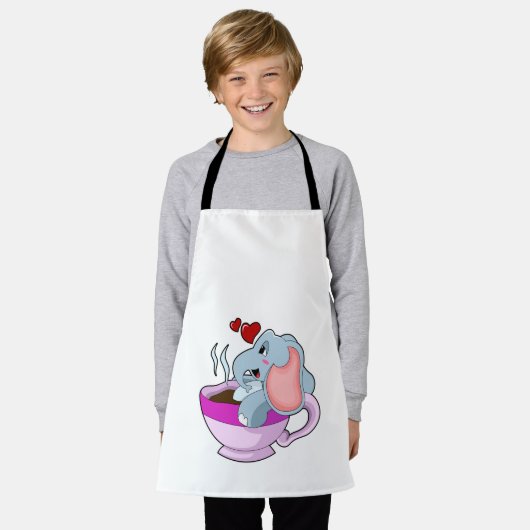 Tablier Elephant avec la coupe du café (Porté)