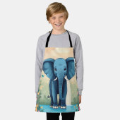 Tablier Eléphant Bébé Bleu Whimsical, (Porté)