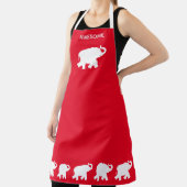 Tablier Éléphant blanc génial sur fond rouge (Insitu)