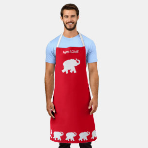 Tablier Éléphant blanc génial sur fond rouge