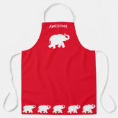 Tablier Éléphant blanc génial sur fond rouge (Recto)