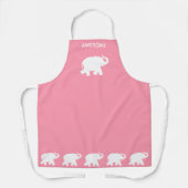 Tablier Éléphant blanc génial sur rose (Recto)