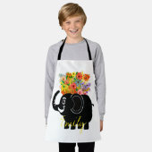 Tablier Éléphant et fleurs (Porté)