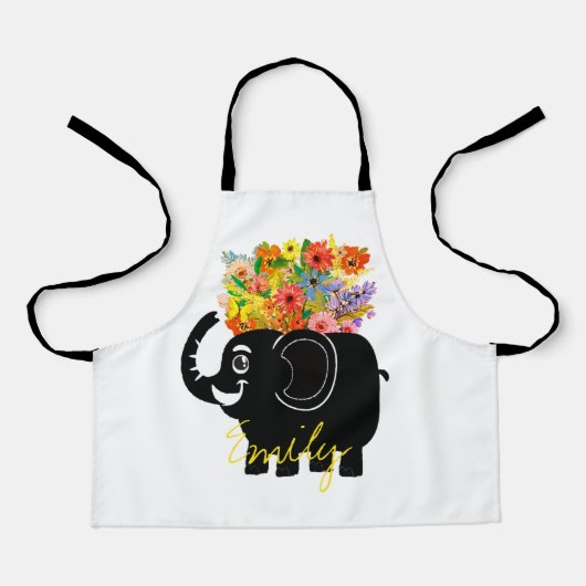Tablier Éléphant et fleurs (Recto)