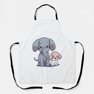 Tablier Eléphant mignon et chien