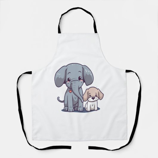 Tablier Eléphant mignon et chien (Recto)