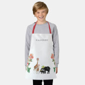 Tablier Eléphant mignon & Giraffe Floral Nom personnalisé (Porté)