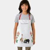 Tablier Eléphant mignon & Giraffe Floral Nom personnalisé (Insitu)