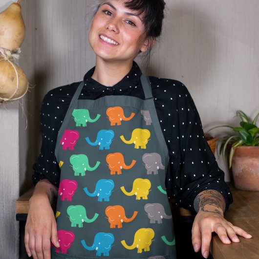 Tablier Eléphants colorés