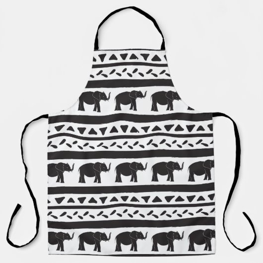 Tablier Eléphants, lignes, triangles, sans couture décorat (Recto)