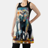Tablier Éléphants Mère Et Bébé Éclaboussure De Couleur, (Insitu)