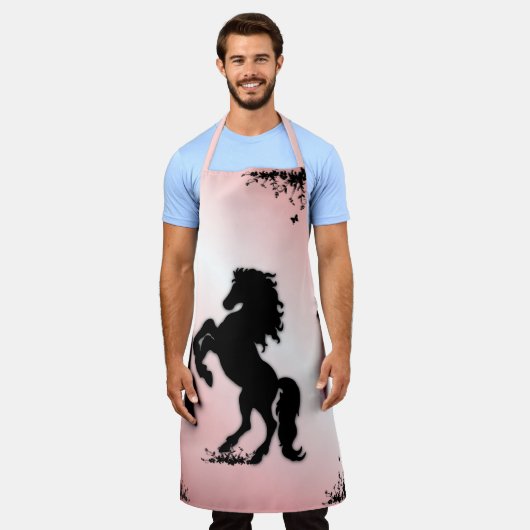 Tablier Élevage noir stallion rose (Porté)
