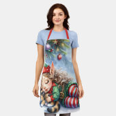 Tablier Elfe de Noël couché avec Calico Kitten (Porté)