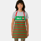 Tablier Elfe rouge et vert brillant rayé Personnalisé (Insitu)