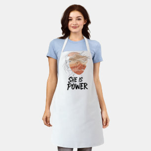 Tablier Elle Est Puissance - Feminine Desert Line Art Illu