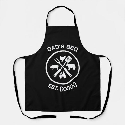 Tablier Emblème de BBQ de Papa avec Année de Création (Recto)
