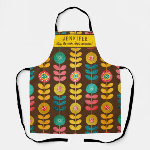 Tablier Embrassez Le Modèle Floral Rétro Cuisinier Personn