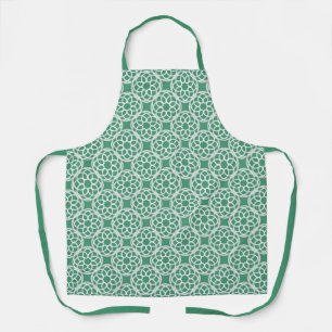 Tablier Emerald Green Blanc géométrique Motif sans couture