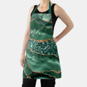 Tablier Emerald Green Gold Marble Nom personnalisé Apron C (Insitu)