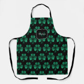 Tablier Emerald Green Sparkle Shamrock noir Monogramme (Recto)