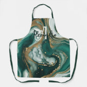 Tablier Émeraude de style Vert Or Marbre Agate Monogramme (Recto)