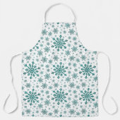Tablier Émeraude Vert Noël Snowflakes sur Blanc d'hiver (Recto)