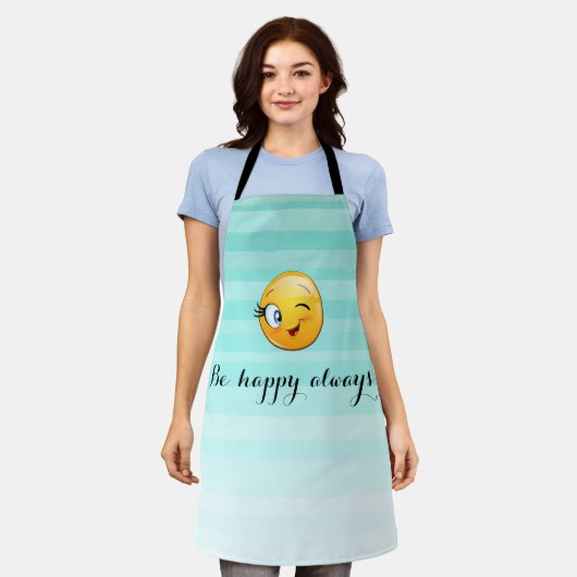 Tablier Emoji en tête-à-tête heureux toujours Apron (Porté)