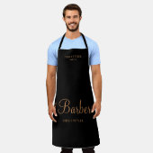 Tablier Employé du salon de coiffure personnalisé noir et  (Porté)