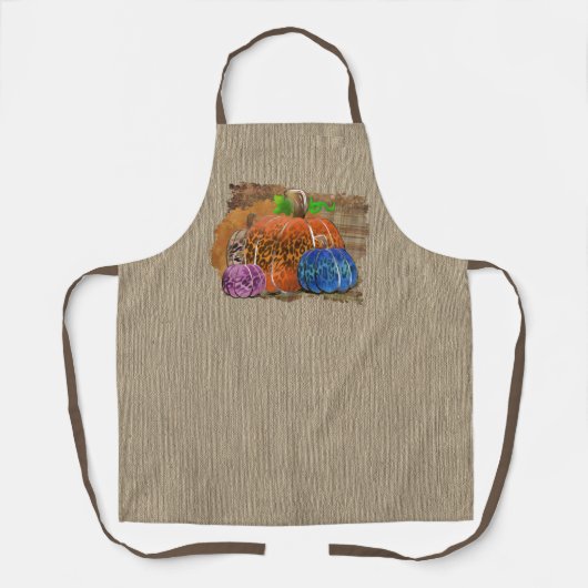 Tablier Empreinte de léopard Automne Citrouilles Automne S (Recto)