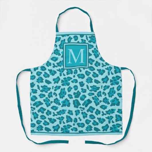 Tablier Empreinte de léopard bleu turquoise Turquoise pers (Recto)