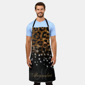 Tablier Empreinte de léopard d'étincelle noir et or (Porté)