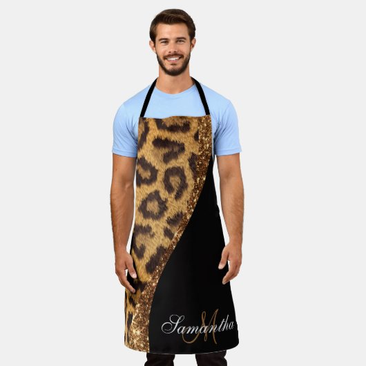 Tablier Empreinte de léopard fourrure et Parties scintilla (Porté)