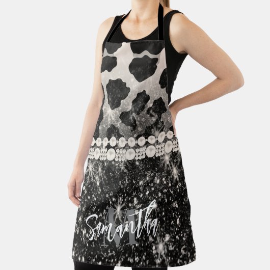 Tablier Empreinte de léopard Parties scintillant argent (Insitu)