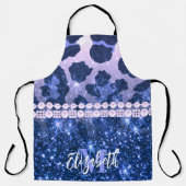 Tablier Empreinte de léopard Parties scintillant bleue (Recto)