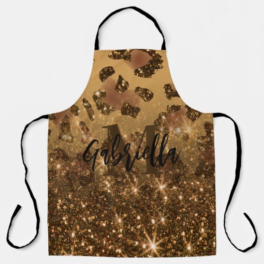 Tablier Empreinte de léopard Parties scintillant d'or (Recto)