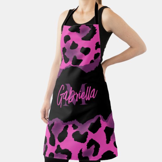 Tablier Empreinte de léopard rose et violet (Insitu)