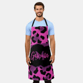 Tablier Empreinte de léopard rose et violet (Porté)