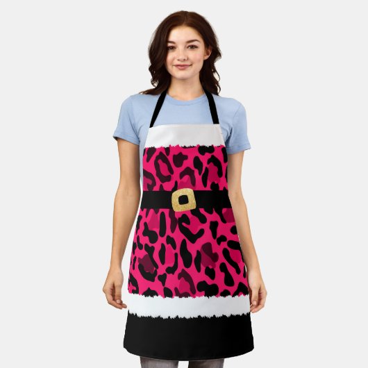 Tablier Empreinte de léopard rose Noël Costume de Noël (Porté)