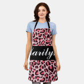 Tablier Empreinte de léopard rose Personnalisé Retro tenda (Porté)