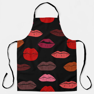 Tablier Empreinte de lèvres, baisers rose rouge.
